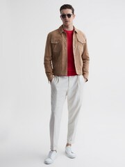 Reiss Grenedine Orange Bless Cotton Crew Neck T-Shirt - Image 6 of 6