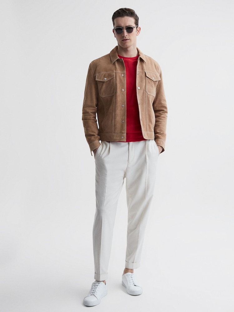 Reiss Grenedine Orange Bless Cotton Crew Neck T-Shirt - Image 6 of 6