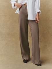 Brown Jersey Denim Wide Leg Trousers - Image 2 of 8