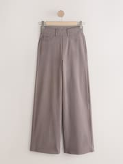 Brown Jersey Denim Wide Leg Trousers - Image 5 of 8