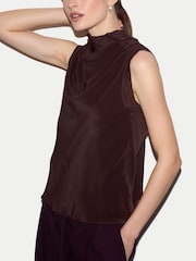 Jigsaw Brown Silk Front Knit Tank - Image 2 of 5