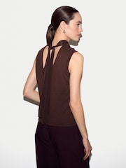 Jigsaw Brown Silk Front Knit Tank - Image 4 of 5
