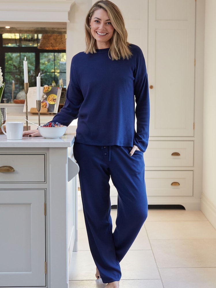 Cyberjammies Blue Slouch Ribbed Jersey Pyjamas Set - Image 1 of 4