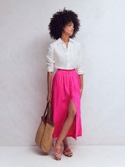 Boden Pink Emma Linen Maxi Skirt - Image 1 of 6