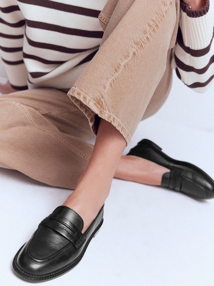 Boden Black Nya Penny Loafers - Image 1 of 7