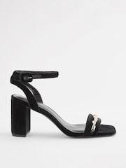 Black Forever Comfort® Pearl Trim Block Heel Sandals - Image 2 of 5