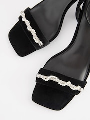 Black Forever Comfort® Pearl Trim Block Heel Sandals - Image 3 of 5