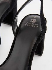 Black Forever Comfort® Pearl Trim Block Heel Sandals - Image 5 of 5