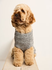 Charcoal Grey Cable Stitch Dog Jumper - Image 5 of 9