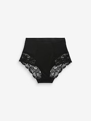 Black / Praline Nude Print Tummy Control Shaping Lace Back Brazilian Knickers 2 Pack - Image 10 of 11