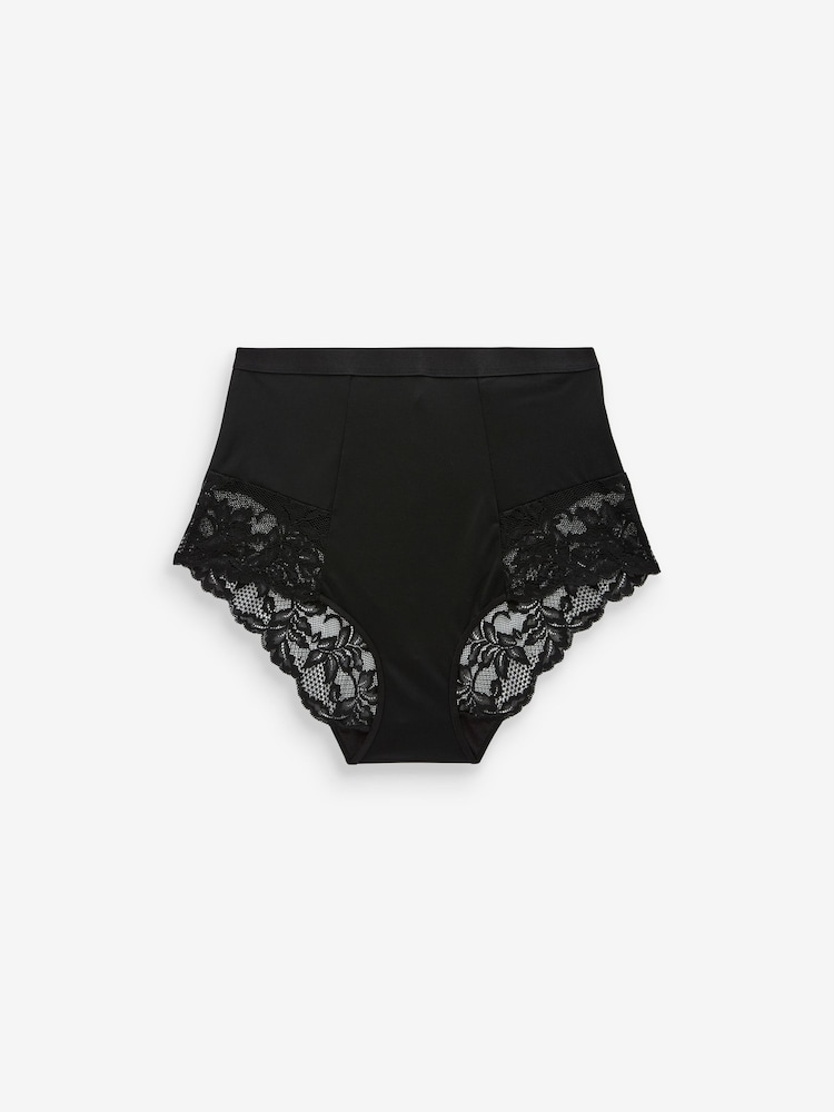 Black / Praline Nude Print Tummy Control Shaping Lace Back Brazilian Knickers 2 Pack - Image 10 of 11