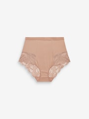 Black / Praline Nude Print Tummy Control Shaping Lace Back Brazilian Knickers 2 Pack - Image 11 of 11