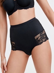 Black / Praline Nude Print Tummy Control Shaping Lace Back Brazilian Knickers 2 Pack - Image 4 of 11