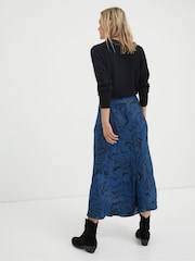 FatFace Blue Pat Marble Midi Skirt - Image 2 of 5