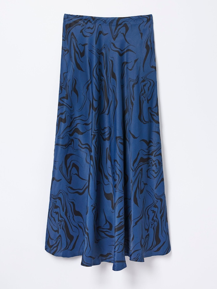 FatFace Blue Pat Marble Midi Skirt - Image 5 of 5