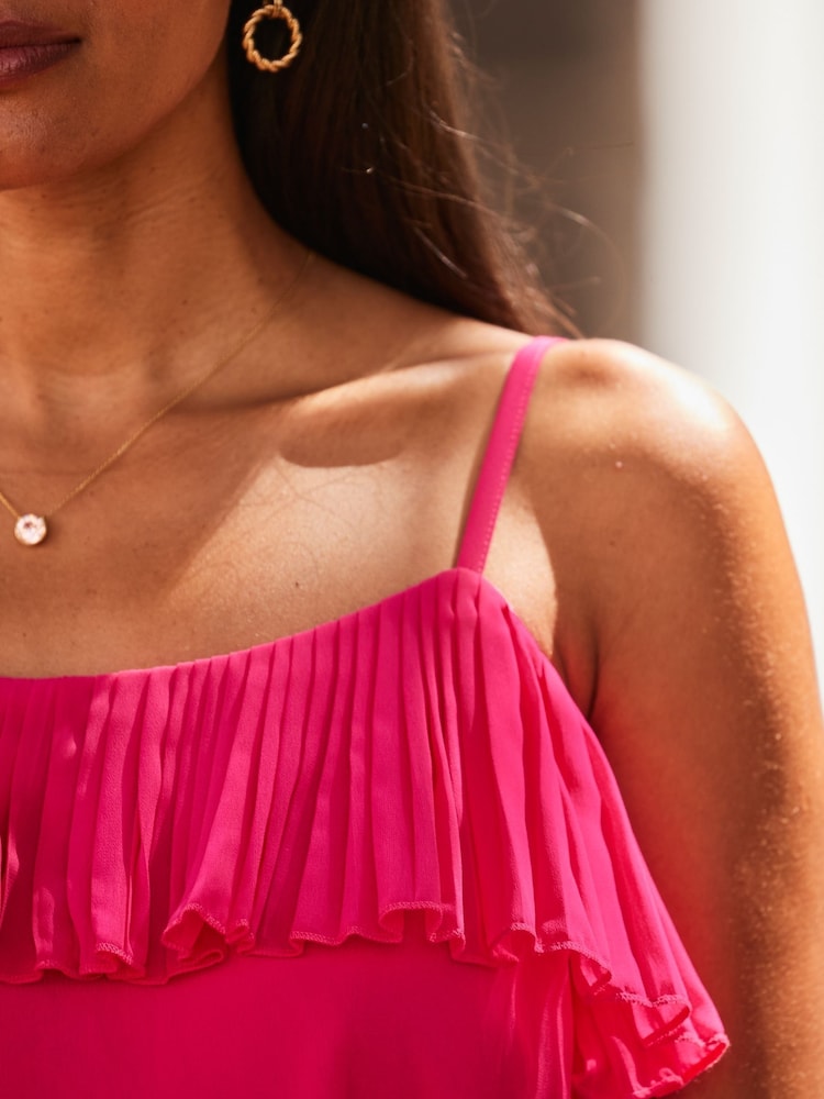 Sosandar Pink Ruffle Yoke Cami Top - Image 5 of 5