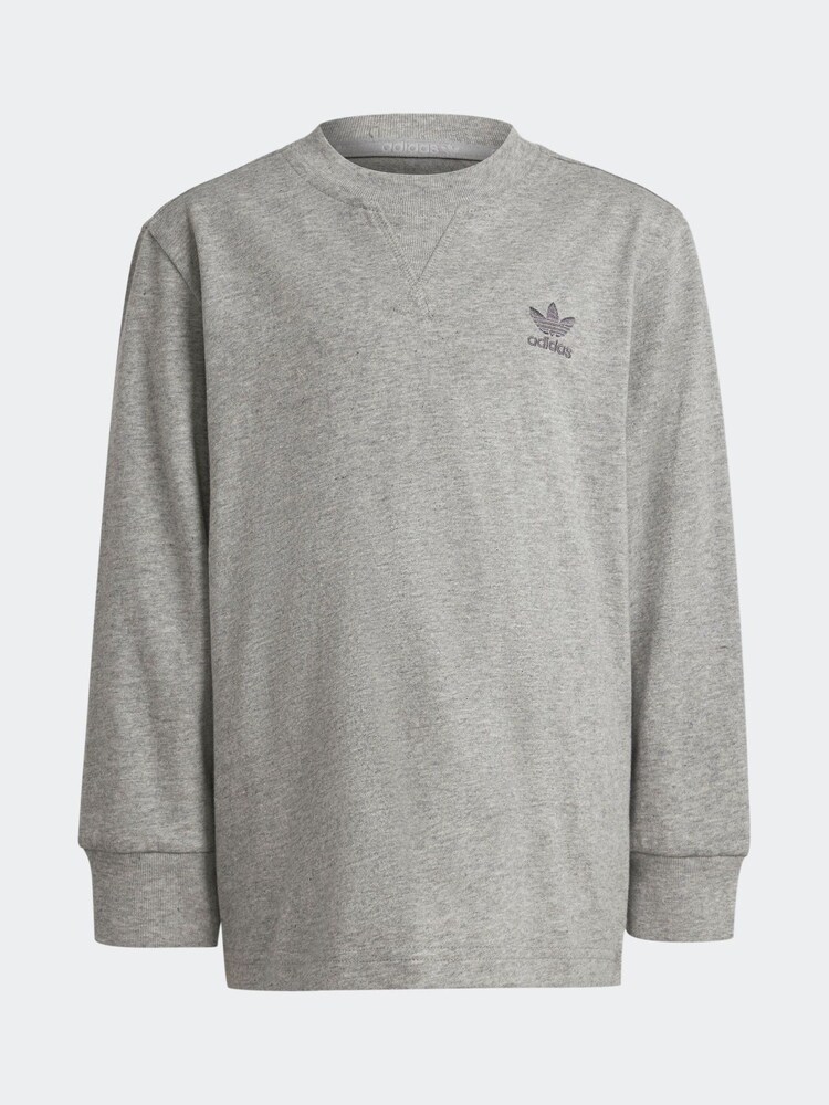adidas Grey Kids Long Sleeve 100% Cotton Top - Image 6 of 6