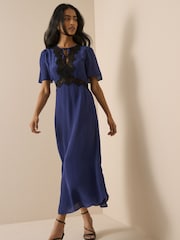 Nobodys Child Blue Lace Trim Wynne Midi Dress - Image 3 of 5