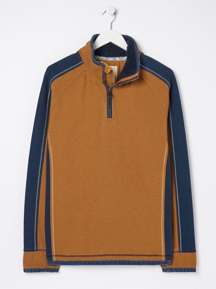 FatFace Yellow Airlie Fleece Collared Sweat Top - Image 5 of 5