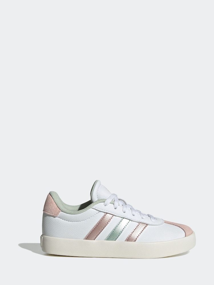 adidas White/Silver Junior Sportswear VL Court Trainers - Image 1 of 8