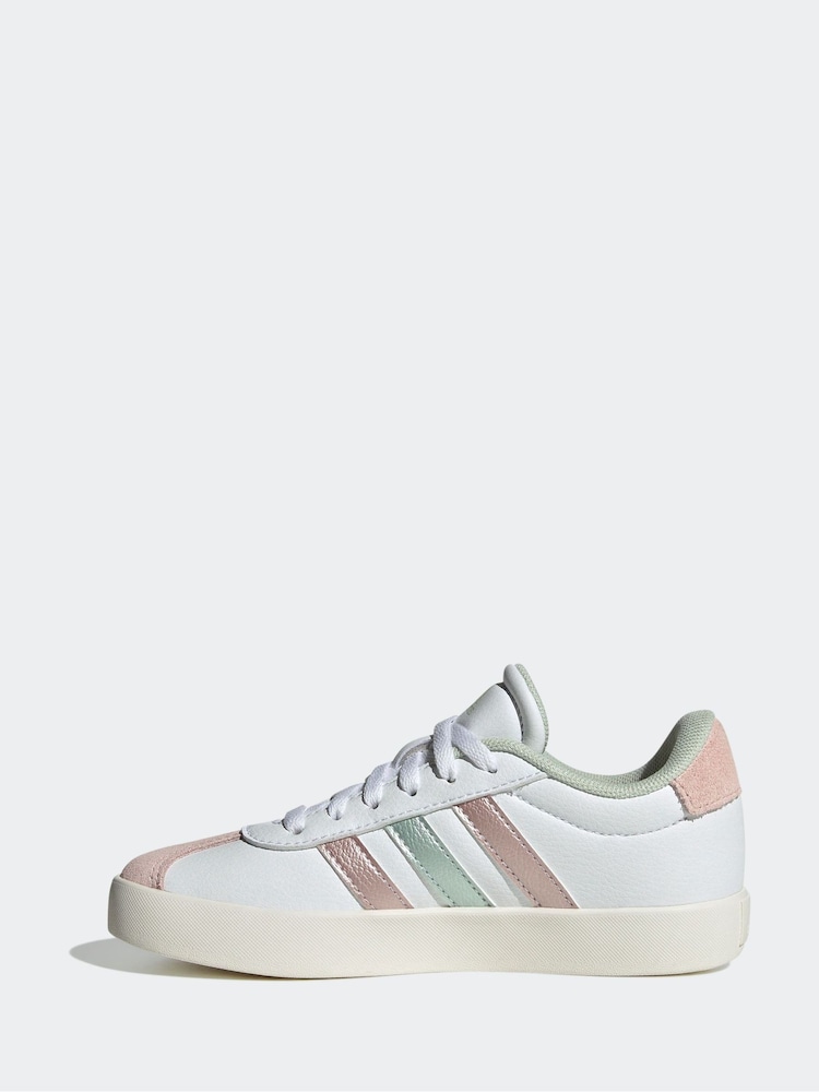 adidas White/Silver Junior Sportswear VL Court Trainers - Image 2 of 8