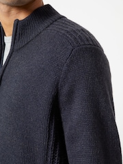 French Connection Navy Blue Navy Blue Zip Up Contrast Stitch Cardigan - Image 4 of 4