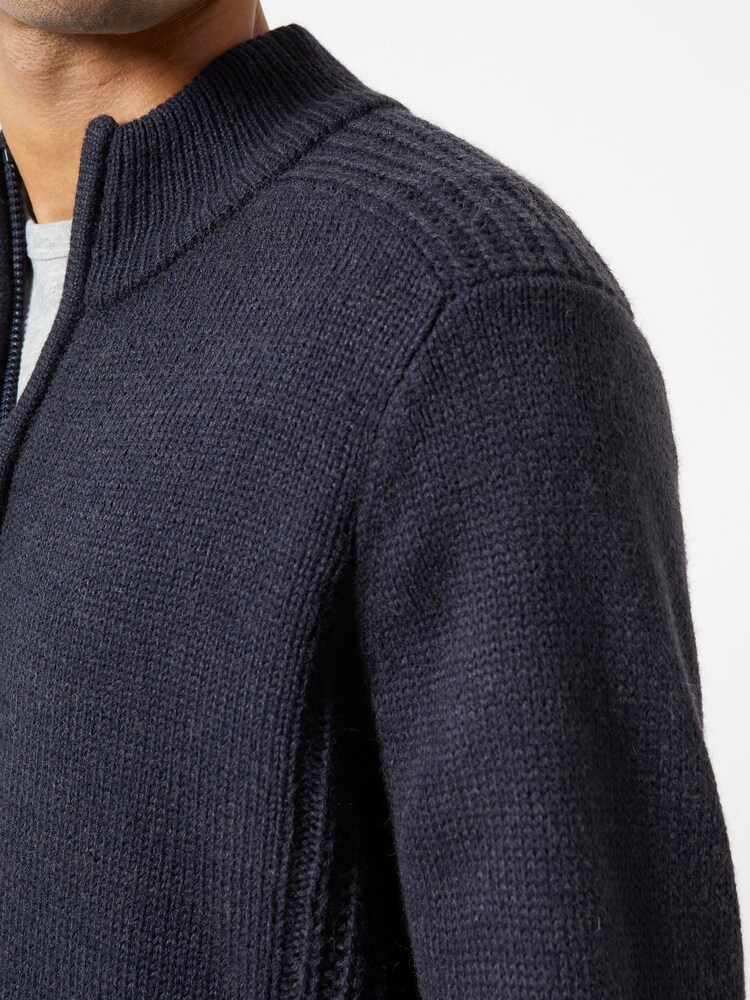 French Connection Navy Blue Navy Blue Zip Up Contrast Stitch Cardigan - Image 4 of 4