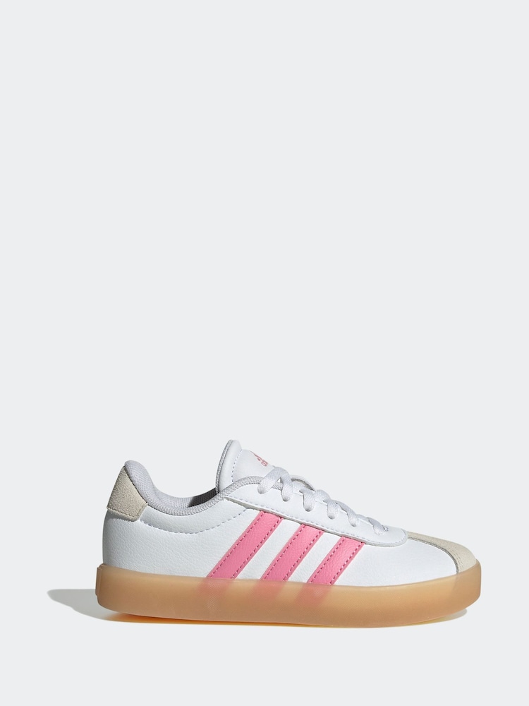 adidas White/Pink Junior Sportswear VL Court Trainers - Image 1 of 8