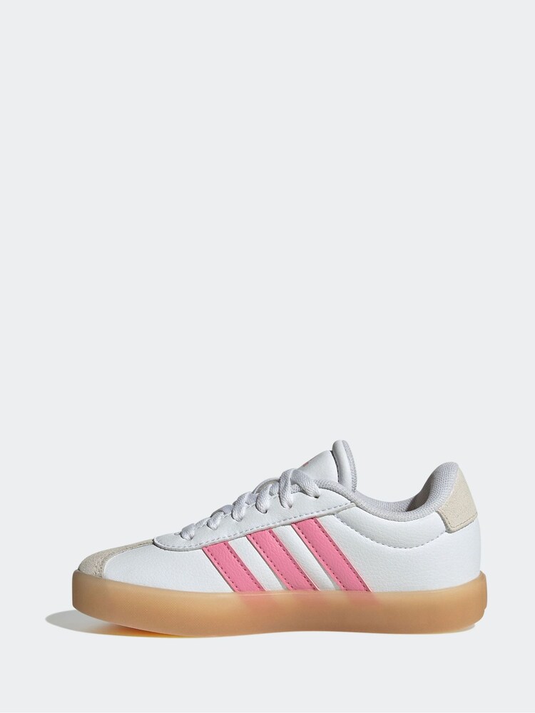 adidas White/Pink Junior Sportswear VL Court Trainers - Image 2 of 8