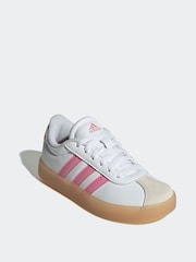 adidas White/Pink Junior Sportswear VL Court Trainers - Image 4 of 8
