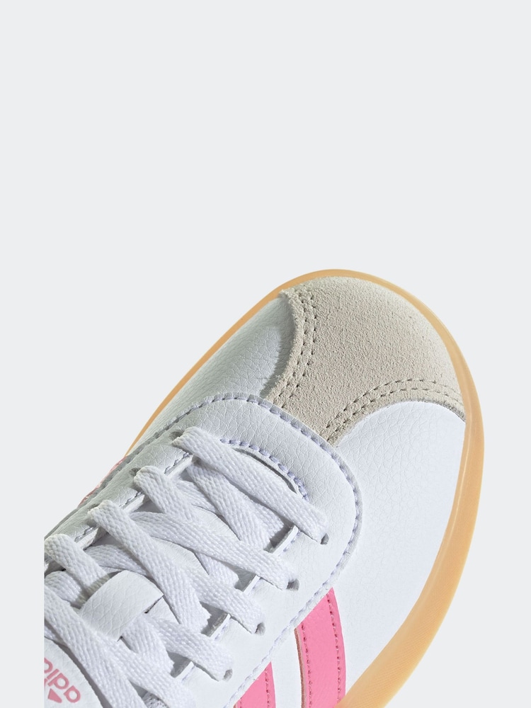 adidas White/Pink Junior Sportswear VL Court Trainers - Image 8 of 8