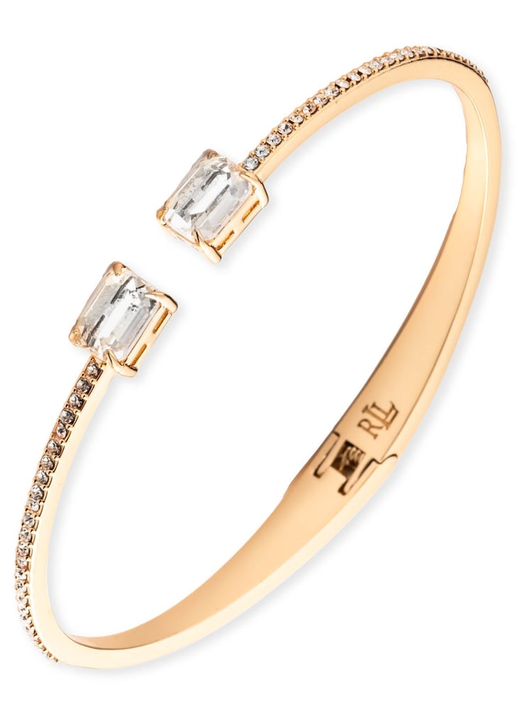 Lauren Ralph Lauren Gold Tone Crystal Boxed Cuff Bangle - Image 1 of 4 Lauren Ralph Lauren Gold Tone Crystal Boxed Cuff Bangle - Image 1 of 4