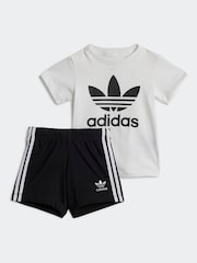 adidas originals White/Black Kids 100% Cotton Shorts T-Shirt Set - Image 1 of 7