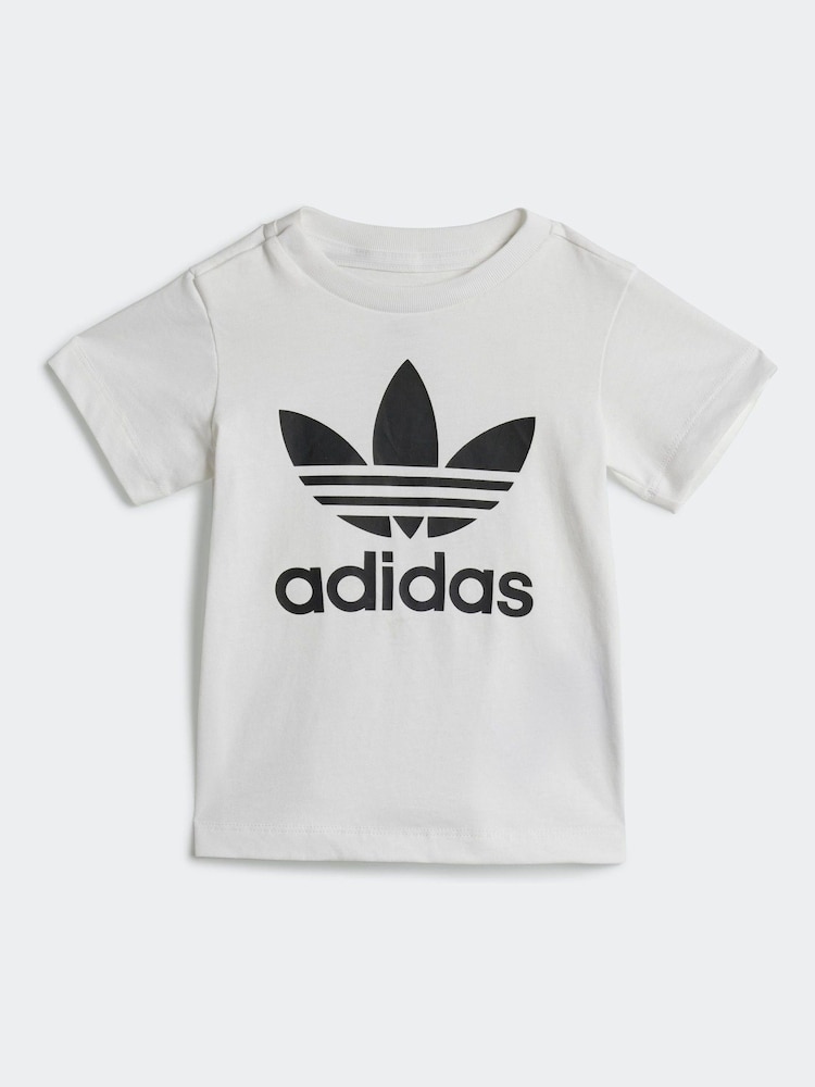 adidas originals White/Black Kids 100% Cotton Shorts T-Shirt Set - Image 2 of 7