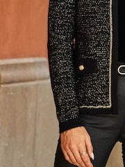 Sosandar Black Metallic Knit Trophy Cardigan - Image 5 of 5