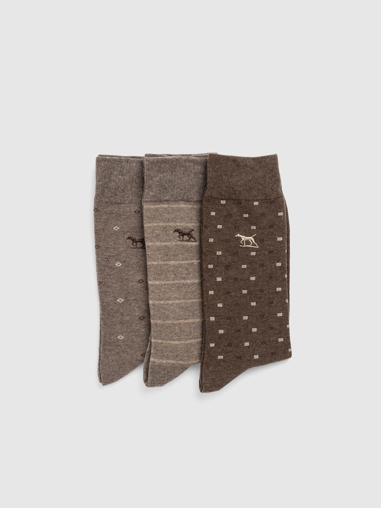 Rodd & Gunn Brown Seacliff Multi Socks 3 Pack - Image 3 of 3 Rodd & Gunn Brown Seacliff Multi Socks 3 Pack - Image 3 of 3