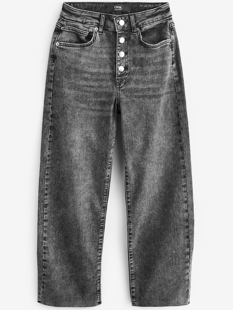 Grey Button Front Wide Ankle Leg Jeans - Image 1 of 1