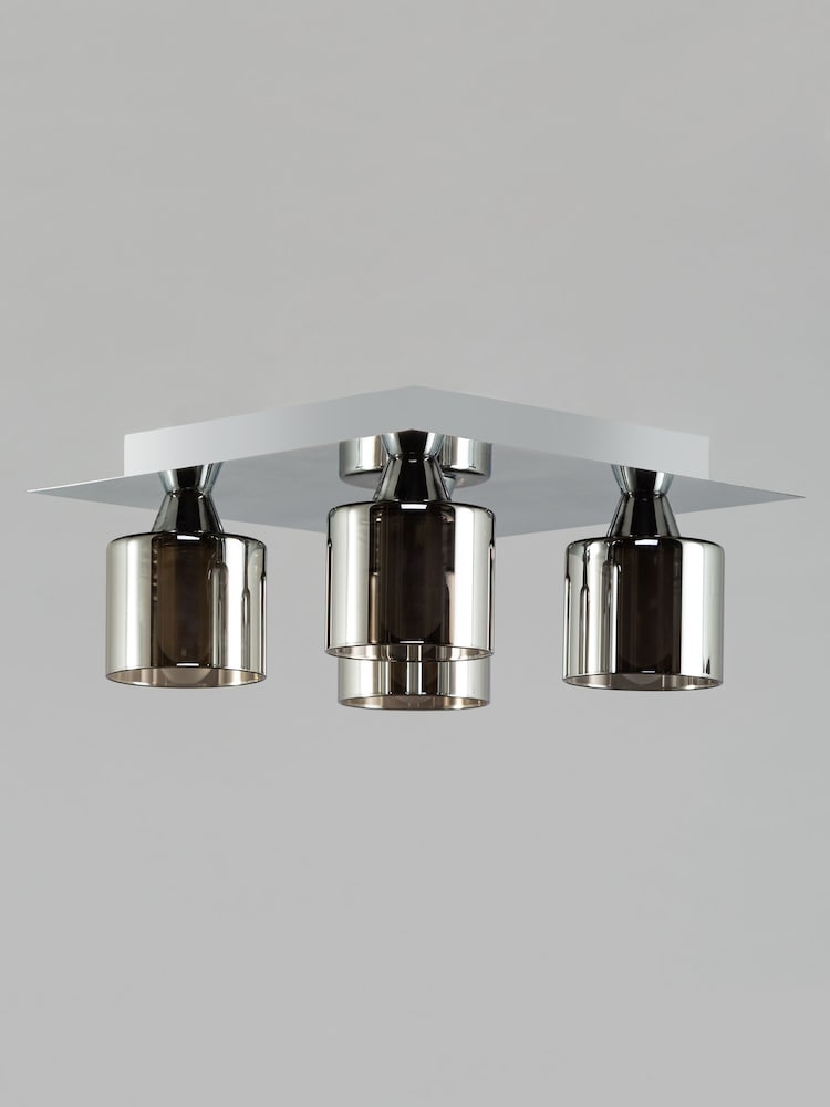 BHS Chrome Taurus 4lt Flush Ceiling Light - Image 1 of 4