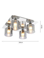 BHS Chrome Taurus 4lt Flush Ceiling Light - Image 4 of 4