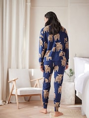 Navy Blue Hamish Cotton Long Sleeve Pyjamas - Image 2 of 7