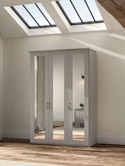 Wiemann Pebble Grey Truro Triple Mirror Semi Fitted Wardrobe - Image 1 of 3