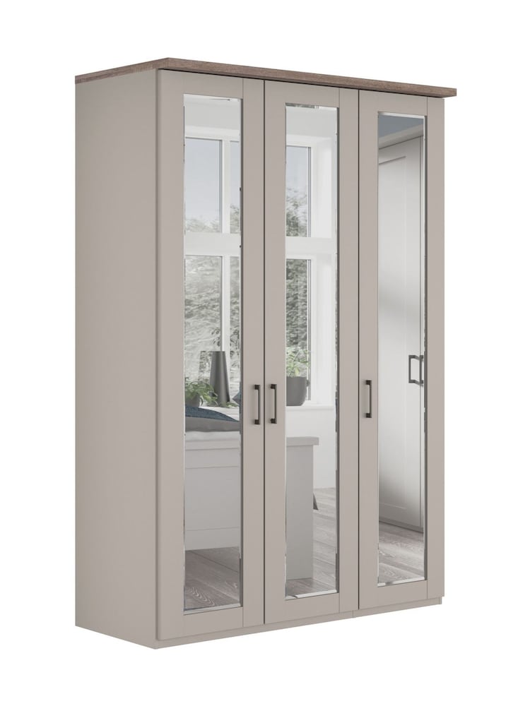 Wiemann Pebble Grey Truro Triple Mirror Semi Fitted Wardrobe - Image 2 of 3
