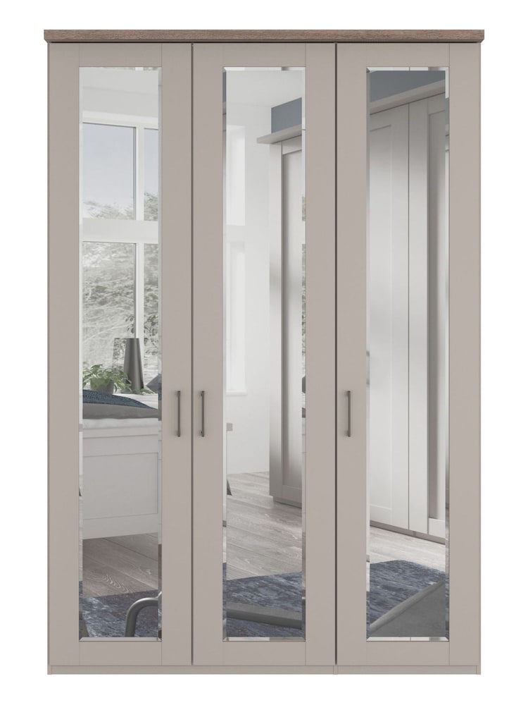 Wiemann Pebble Grey Truro Triple Mirror Semi Fitted Wardrobe - Image 3 of 3