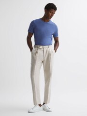 Reiss Airforce Blue Melrose Cotton Crew Neck T-Shirt - Image 1 of 5