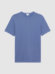 Reiss Airforce Blue Melrose Cotton Crew Neck T-Shirt - Image 2 of 5
