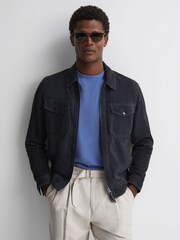 Reiss Airforce Blue Melrose Cotton Crew Neck T-Shirt - Image 5 of 5