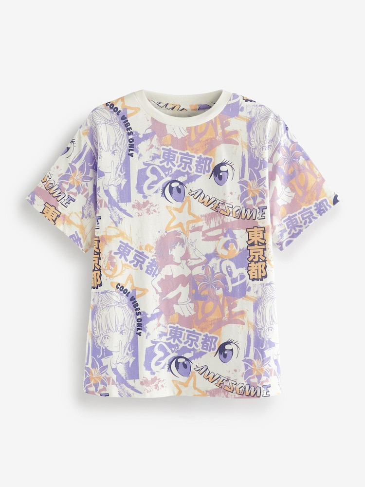 Weiß - Anime bedrucktes Grafik T-Shirt (3-16Jahre) - Bild 1 von 3