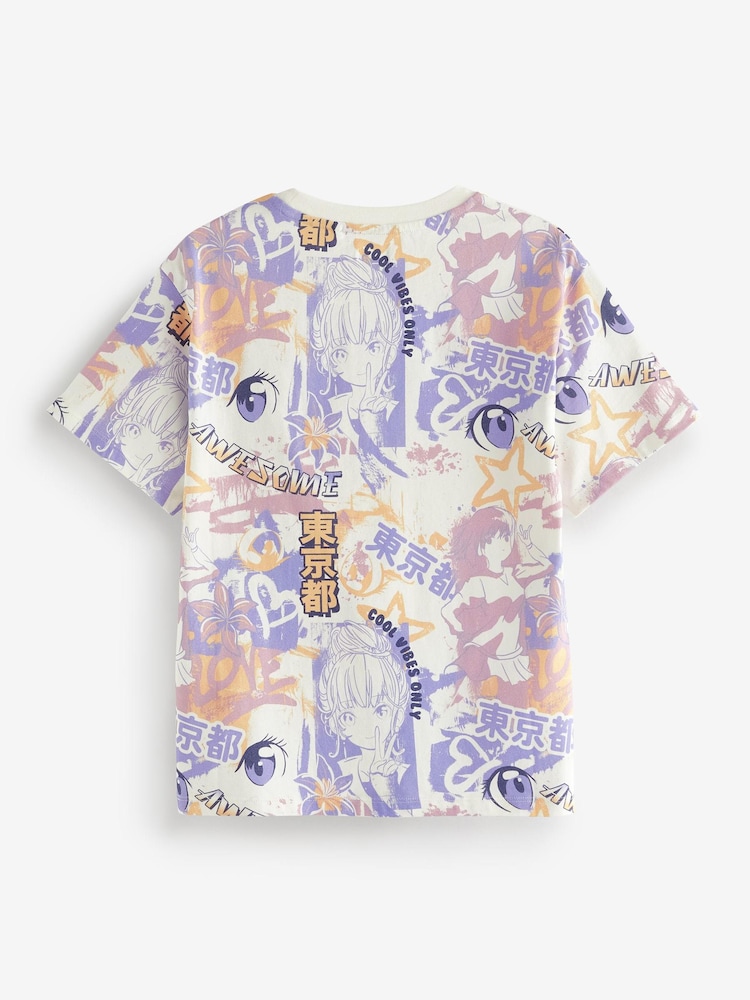 Weiß - Anime bedrucktes Grafik T-Shirt (3-16Jahre) - Bild 2 von 3