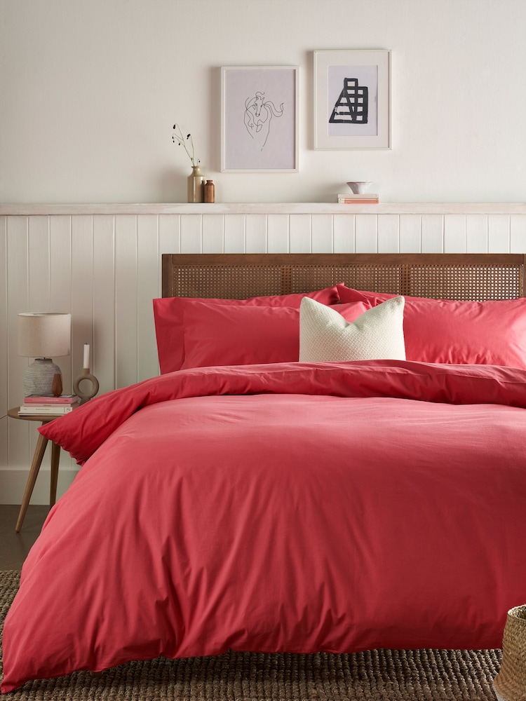 Pink Raspberry Cotton Rich Duvet Cover and Pillowcase Set - Image 1 of 4