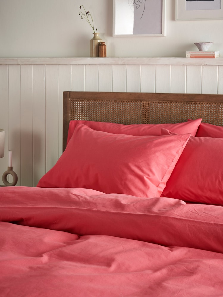Pink Raspberry Cotton Rich Duvet Cover and Pillowcase Set - Image 2 of 4